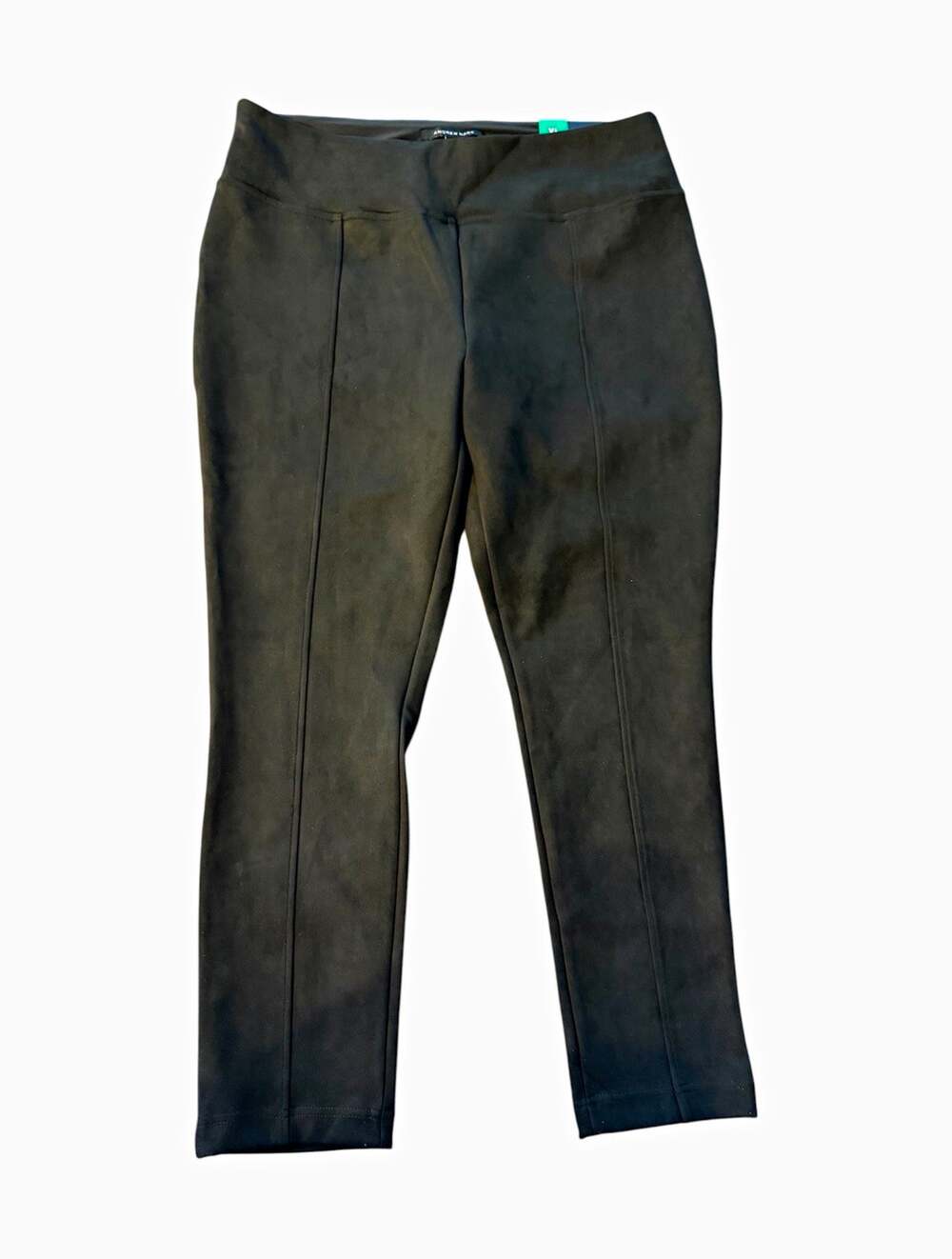 NWT Andrew Marc Faux Suede Pull On Pants Black Stretch Tapered Leg Front Seam XL